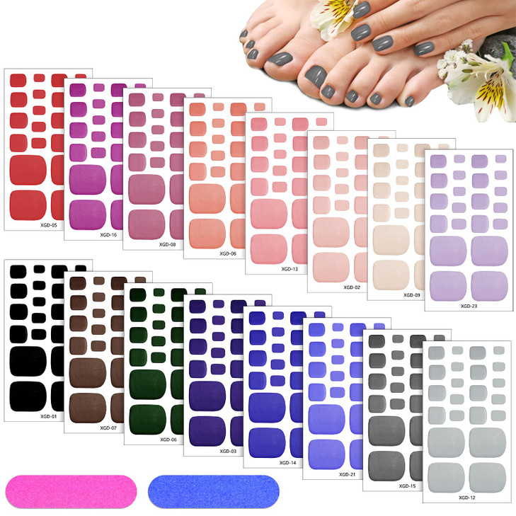 Maitys 352 Pieces 16 Sheets Toenail Polish Stickers Strips Adhesive Toe Nail Wraps Full Wraps Polish Strips DIY Manicure