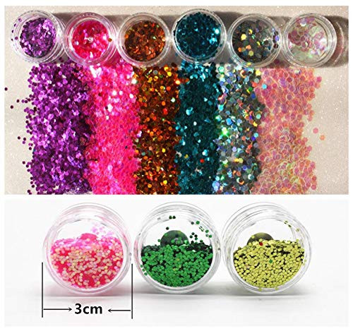 XICHEN 24 PcsColors Glitter Powder Dust Nail Art Tip Decoration