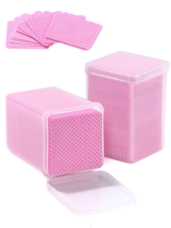 TEOYALL Lint Free Nail Wipes 400 PCS NonWoven Fabric Nail Cleaning Pads Pink Lash Extensions Glue Cleaning Wipes Salon S