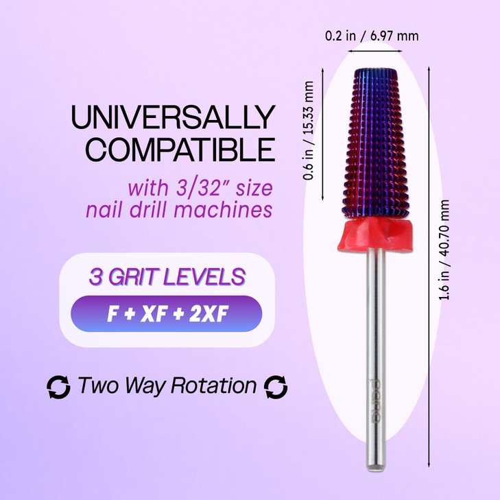 PANA Nail Carbide 5 in 1 Bit Two Way Rotate use for Both Left and Right Handed Fast Remove Acrylic or Hard Gel 332 Shank