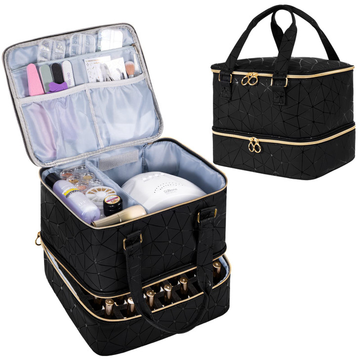 Uross Nail Polish Organizer Bag Holds 42 Bottles Nail Polish Nail Lamp Gel Nail Polish Organizers and Storage box for Na