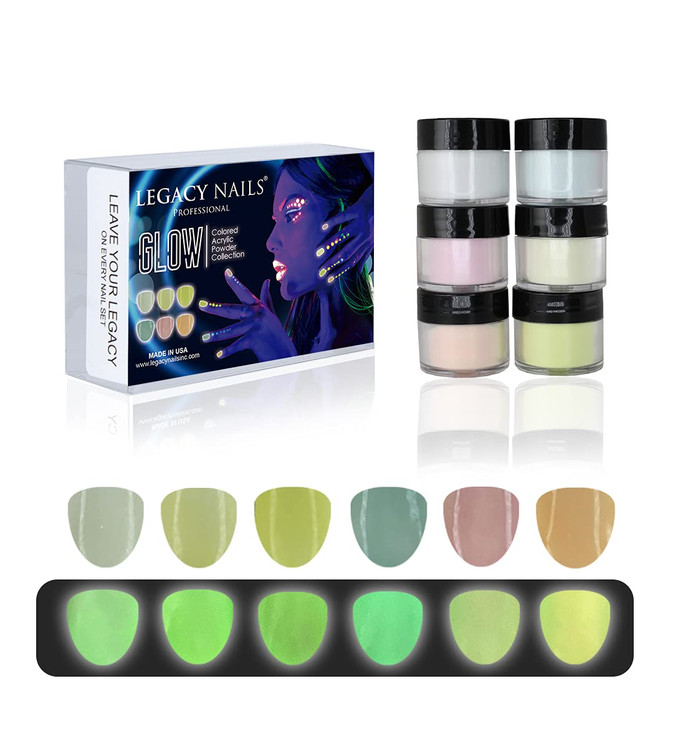 Legacy Nails Professional COLLECTION Acrylic Powder Kit 6 Colors Nail Art Set for Manicure DIY for Dip Acrylic Nail Exte