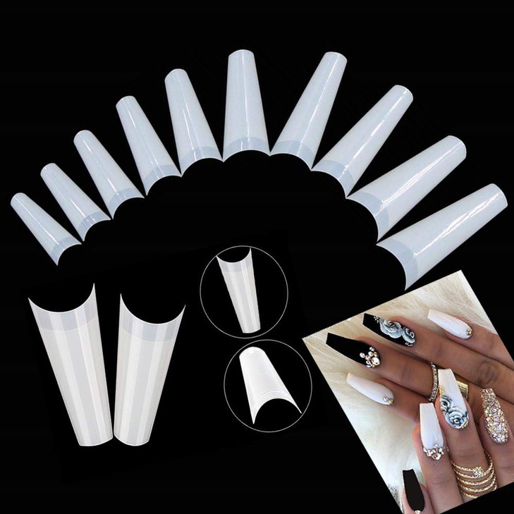 Natural Coffin Acrylic Nails500pcs Half Cover Nails Coffin Shaped Ballerina Nails Tips Long Acrylic False Fake Nail Arti