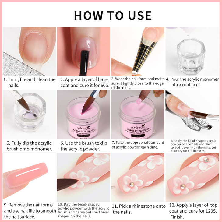 Monja Acrylic Powder 4PCS 30g Professional Colored Acrylic Nail Powder for Acrylic Nails Extension 3D Nail Art Acrylic P