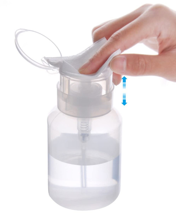 Biutee Cleaner Bottle Clear Bottle 1 PCS Push Down Empty Lockable Pump Dispenser Bottle for Nail Polish and Makeup Remov