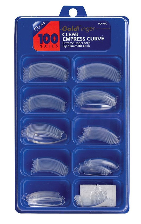 Gold Finger 100 Pcs Acrylic Clear Fake Nails Tip Empress Curve Arch Full Cover Clear Press on Nails DIY Nail Art Nail Ex