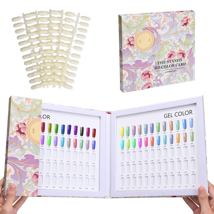 Noverlife 120 Nail Colors Display Book with 120 False Nail Tips Nail Art Samples Color Swatches Cardboard Nail Gel Polis