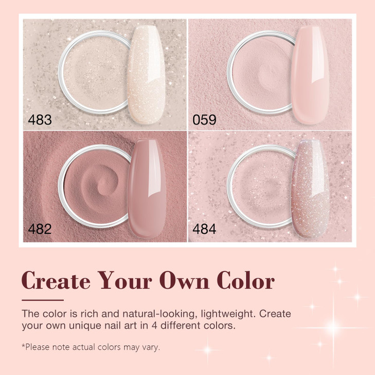 AZUREBEAUTY Dip Powder Nail Kit Starter All Season Nude Skin Glitter 4 Colors Dipping Powder Liquid Set Recycling Tray w