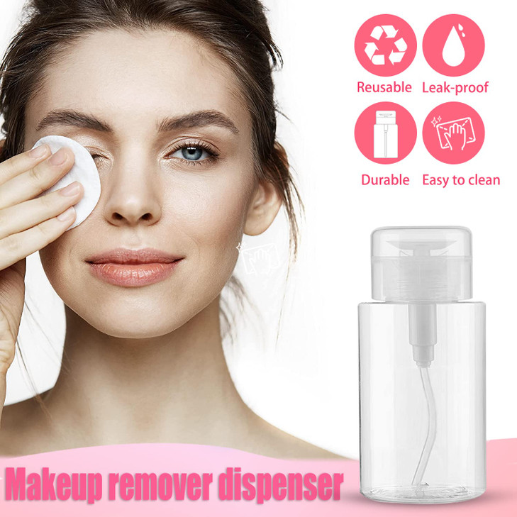 3 Pack Push Down Pump Dispenser Empty Push Top Bottles Containers for Nail Polish Makeup Remover Micellar Water Facial T