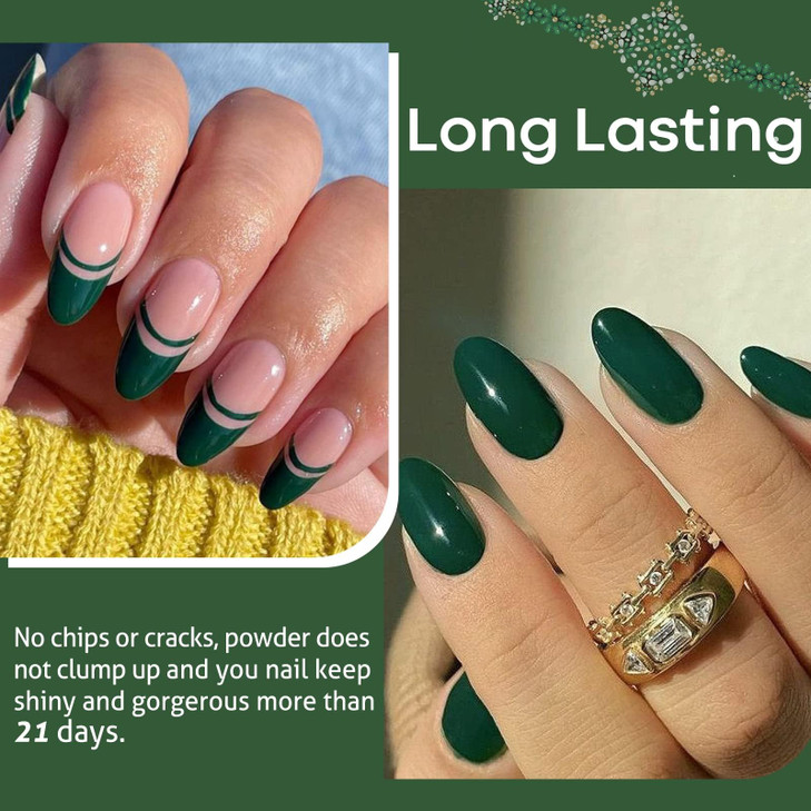 AZUREBEAUTY Nail Dip Powder Emerald Green Color Dipping Powder French Nail Art Starter Manicure Salon DIY at Home OdorFr