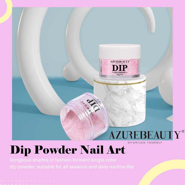 AZUREBEAUTY Nail Dip Powder Pink Glitter Color Dipping Powder French Nail Art Starter Manicure Salon DIY at Home OdorFre