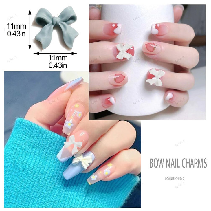 200 Pcs Bow Nail Charms Colorful 3D Bowknot Nail Art Accessories for Acrylic Nails Cute Resin Butterfly DIY Manicure Dec