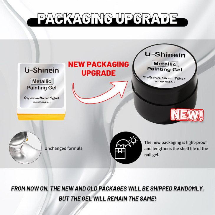 UShinein 8ml Metallic Painting Gel Silver Painted Nail Polish 3D Metal Painting Drawing Mirror Nail Gel Polish Glossy So