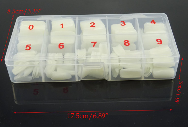 Yueton Pack of 500 Natural Color Full Cover UV Gel False Fake Nail Art TipsNail Tips DIY Design Box
