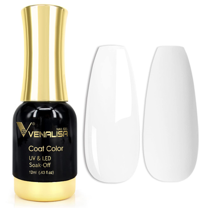 VENALISA Gel Nail Polish 12ml Pure White Color Soak Off UV LED Nail Gel Polish Nail Art Starter Manicure Salon DIY at Ho