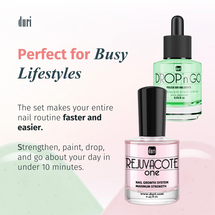 duri Rejuvacote 1 Nail Growth System and duri Dropn Go Polish Drying Drops Combo