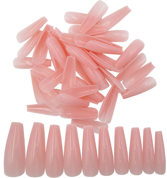 500pc Nude Pink Press on Coffin Nails Painted Acrylic Nail Art Tips Artificial Fingernails False Nails Full Cover Party