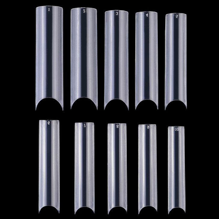 YIMART 500pcs XL Fake Nails Premium Square Clear Tips Nail Art C Tips French Acrylic Long C Curve False Nails for Gel Po