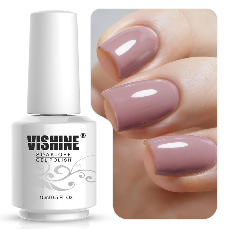 Vishine Gelpolish Gel Nail Polish Lacquer Shiny Color Soak Off UV LED Professional Manicure Taupe 1579