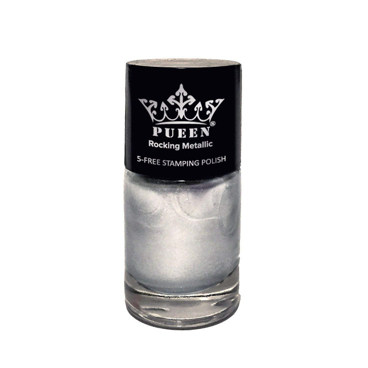 PUEEN Rocking Metallic Nail Polish For Nail Stamping Big 5FREE Formula Nail Color Lacquer 601 Silver DustBH000524