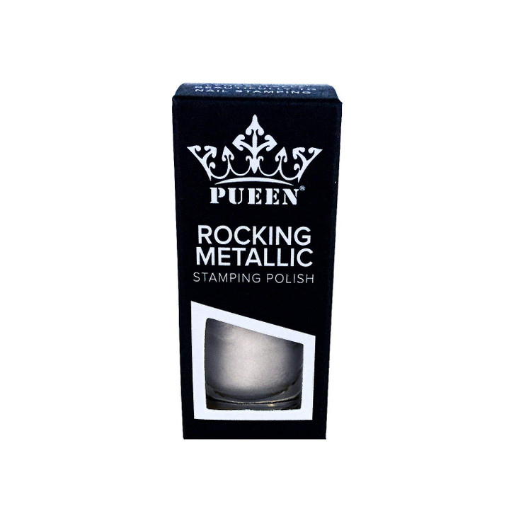 PUEEN Rocking Metallic Nail Polish For Nail Stamping Big 5FREE Formula Nail Color Lacquer 601 Silver DustBH000524
