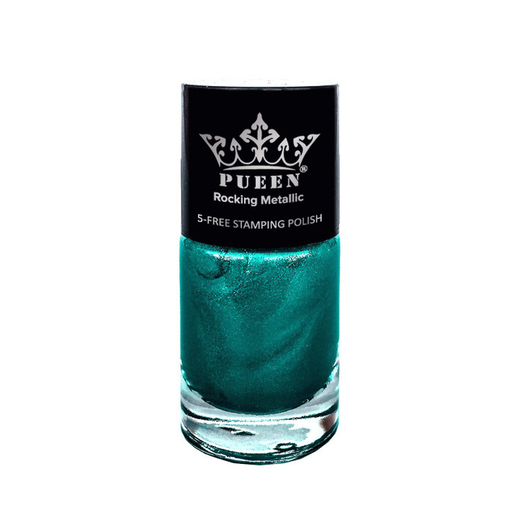 PUEEN Rocking Metallic Nail Polish for Nail Stamping Big 5Free Formula Nail Color Lacquer 611 Mexicali TurquoiseBH000631