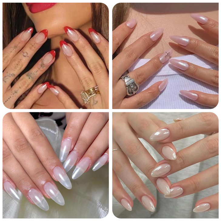 Magic White Pearl Chrome Nail Powder Solid Glitter Fairy Shell Nails Art Powder Holographic Ice Transparent Aurora Moonl