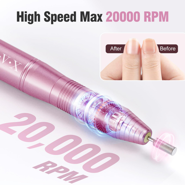 Portable Electric Nail Drill Machine Professional 20000 RPM USB Manicure Pedicure Drills for Acrylic Nails Gel Polishing