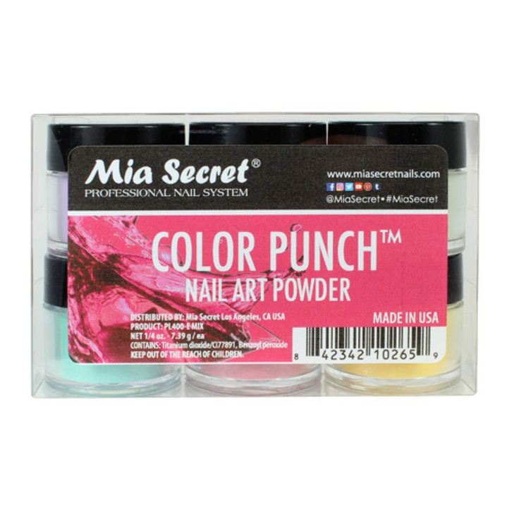 Mia Secret Color Punch Collection Nail Acrylic Powder set of 6