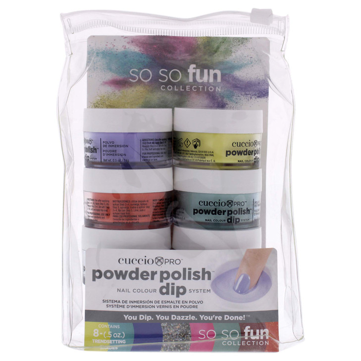 Cuccio So So Fun Kit Powder Polish Dip System 8 pack 05 oz Yellow I0098621