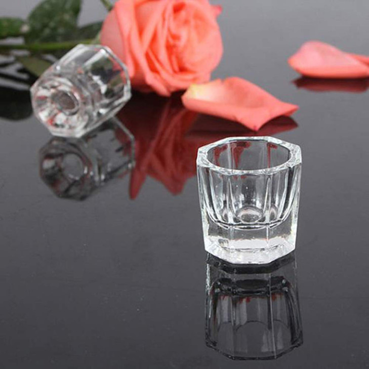 Bulex 2 Pack Dappen Dish Cups for Nail Art Acrylic Liquid Clear Glass Nail Monomer Liquid Bowl Dampen Dish Acrylic Powde