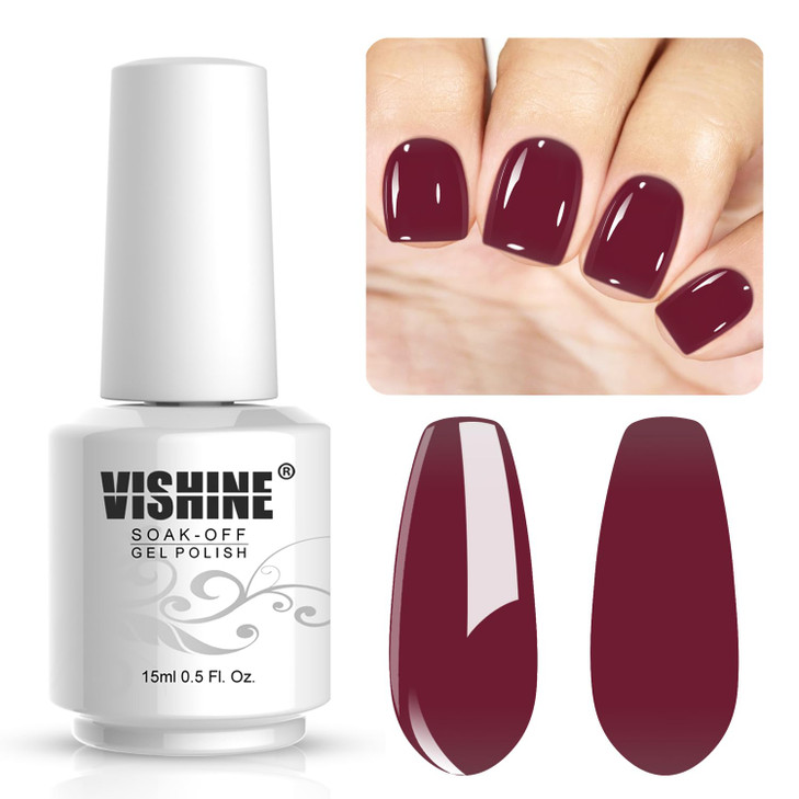 Vishine Gelpolish Professional Manicure Salon UV LED Soak Off Gel Nail Polish Varnish Color Dark Red1336