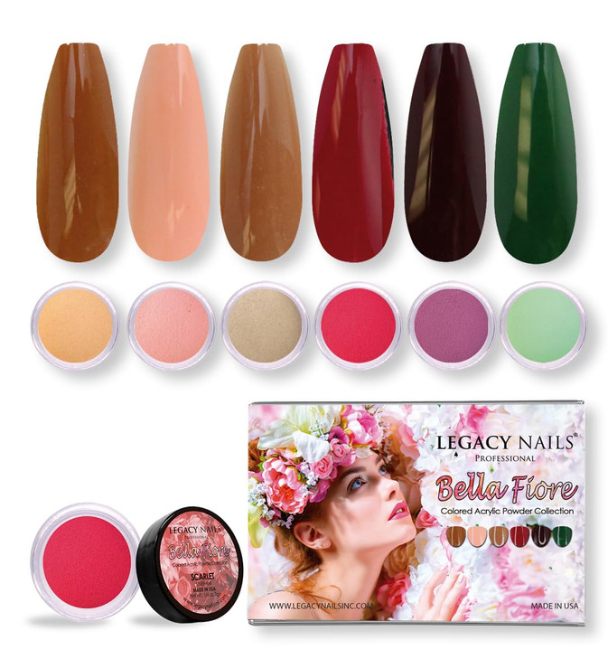 Legacy Nails Professional COLLECTION Acrylic Powder Kit 6 Colors Nail Art Set for Manicure DIY for Dip Acrylic Nail Exte