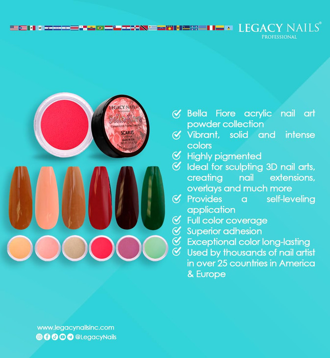 Legacy Nails Professional COLLECTION Acrylic Powder Kit 6 Colors Nail Art Set for Manicure DIY for Dip Acrylic Nail Exte