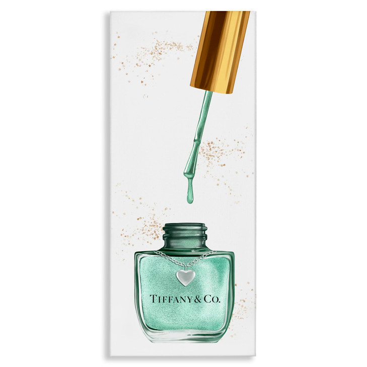 Stupell Industries Makeup Nail Polish Brush Cyan Gold Fashion Design by Artist Ziwei Li Wall Art 10 x 24 Canvas