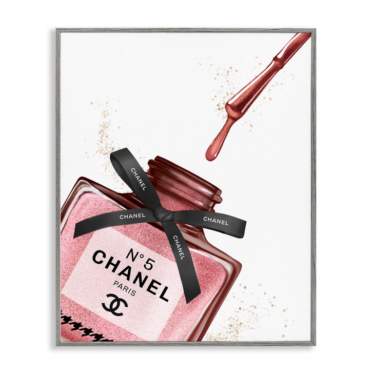 Stupell Industries Makeup Nail Polish Brush Drip Pink Fashion Design Design by Ziwei Li
