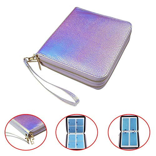 FingerAngel 120 Slots Nail Stamping Plate Holder Case Laser Style Rectangular Manicure Nail Art Plate Organizer with Dou