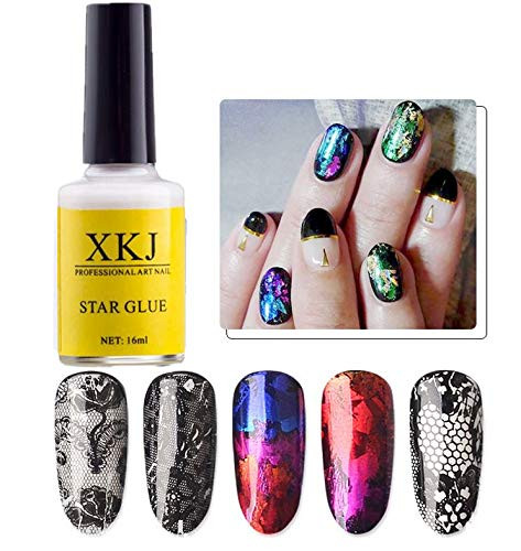 XICHEN 3 Bottles Professiona Starry Sky Nail Art Glue for Foil Sticker Nail Transfer Tips Decorations Adhesive White 16