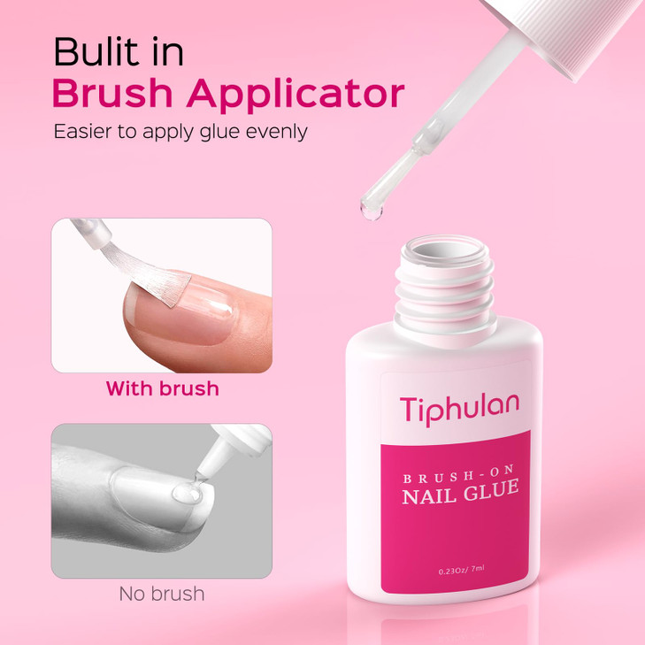 TIPHULAN 28ml Brush On Nail Glue for Press On Acrylic Nails Super Strong Durable LongLasting Mess Free Travel Friendly 0