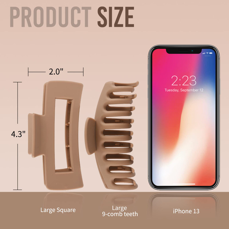 LuSeren Hair Clips for Women 4.3 Inch Large Hair Claw Clips for Women Thin Thick Curly Hair, Big Matte Banana Clips,Strong Hold jaw clips,Neutral Col online at globaldelivered