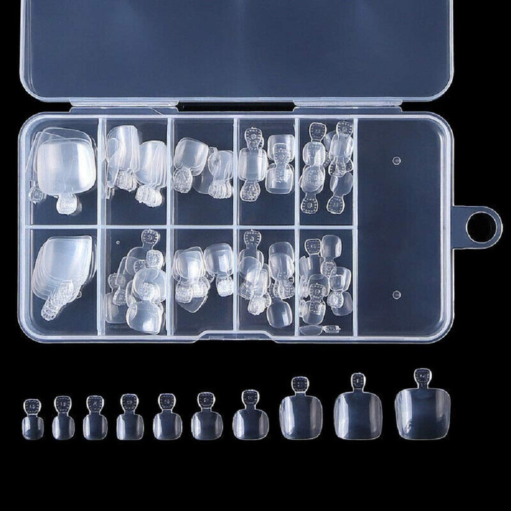 YIMART 100Pcs Fake Toenail Tips Set Nail Art Toe Decoration Full Cover False Toe Nail Tips for DIY Salon Foot Manicure S