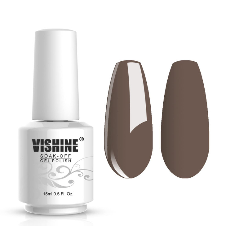 Vishine Gelpolish Lacquer Shiny Color Soak Off UV LED Gel Nail Polish Professional Manicure Greyish Brown1541
