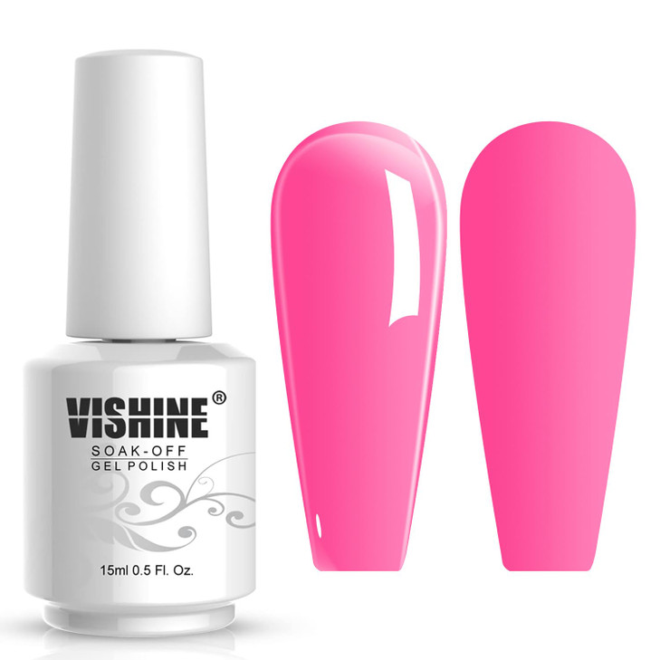 Vishine Gelpolish Lacquer Shiny Color Soak Off UV LED Gel Nail Polish Professional Manicure Hot Pink1558