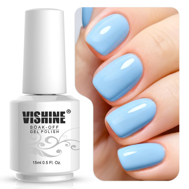 Vishine Gelpolish Gel Nail Polish Lacquer Shiny Color Soak Off UV LED Professional Manicure Pinkish Blue1595