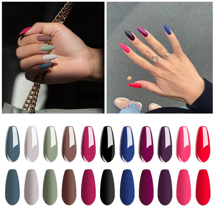 Vishine Gel Nail Polish Set 12 Colors Gel Polish Kit Nail Gel Polish Set Soak Off UV LED Matte Top Coat 8ml Each Bottle