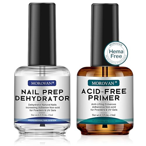 Morovan Professional Natural Nail Prep Dehydrate and AcidFree Primer Dehydrator for Acrylic and Gel Nail Polish Non Acid