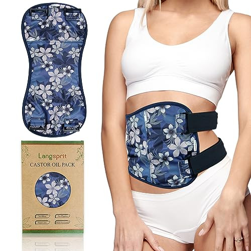 Langsprit Castor Oil Pack Wrap,Organic Cotton Castor Oil Packs for Liver Detox,Reusable Castor Oil Pads Pack Compress for Stomach,Castor Oil Packs Bo