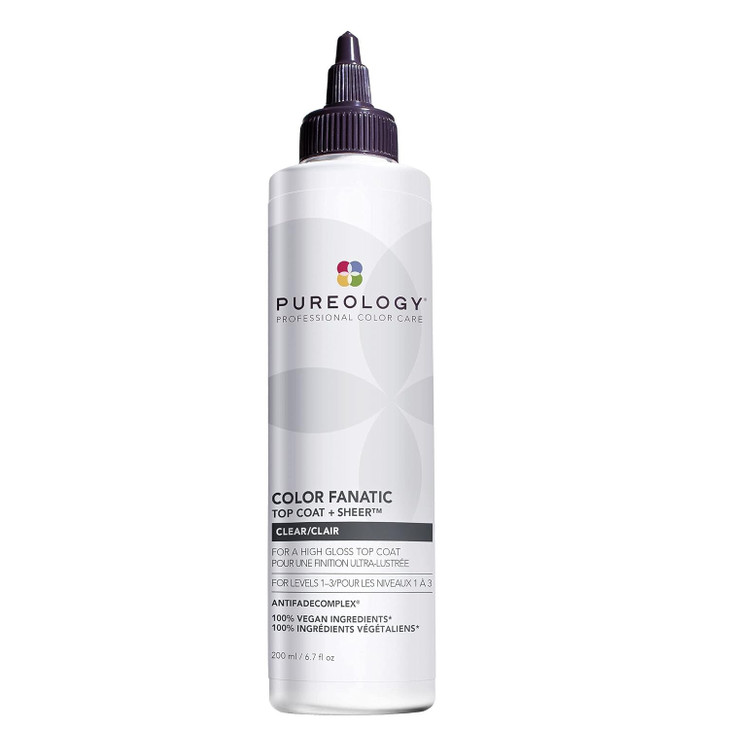 Pureology Color Fanatic Top Coat Sheer Clear Hair Toner Hair Gloss Treatment Clear Hair Glaze for Brunette Black Hair 67