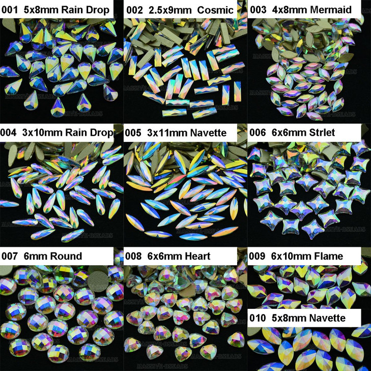 Massive Beads Mixed Flat Back Crystal Rhinestones Gems for 3D Nail Art Phone DIY 10Shapes MIX SHAPE 2