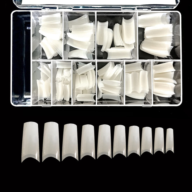 VIVACE Natural Royal Salon 500 Artificial Fake False Gel Nail Tips 10 Sizes With Clear Plastic Case for Nail Salon Nail